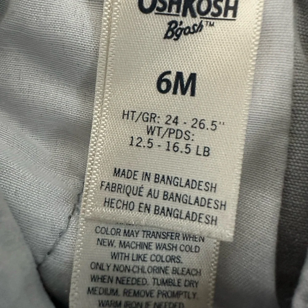 OshKosh B’gosh baby boy 6 month Gray Camo overalls Shortalls EUC
